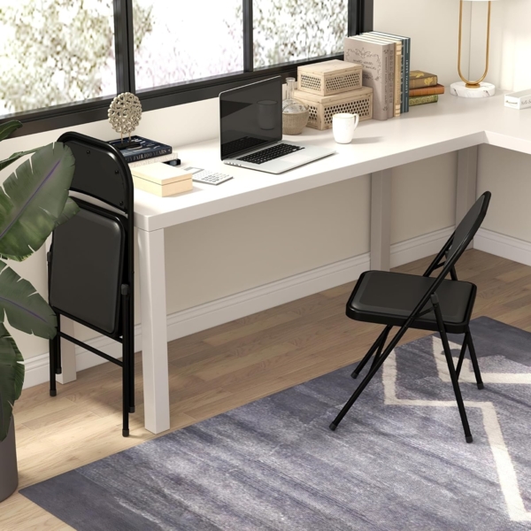 HOMCOM Klappstuhl gepolsterte klappbare Stühle, Indoor, mit Kissen (Gepolsterte klappbare Stühl, 1 St), für Büro, Rezeption, Wartezimmer, Party, Schwarz Bild 7