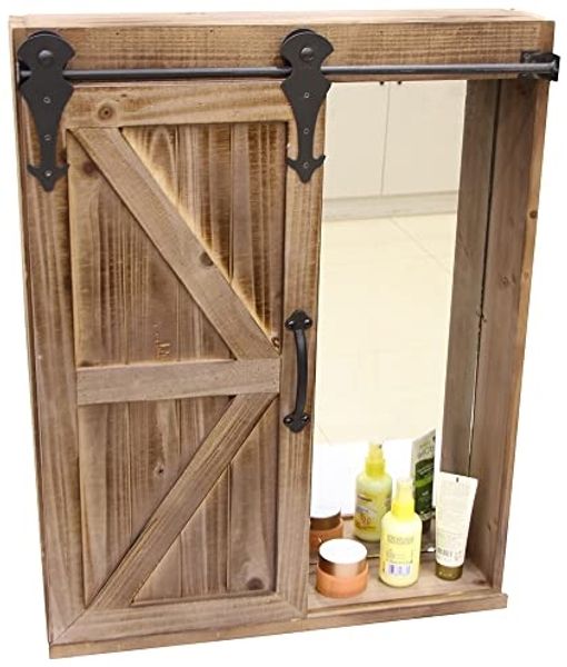 Wandschrank Schiebetür Wandregal Spiegel Braun Hängeschrank Wandboard Hängend Schrank Regal Vitrine Badschrank