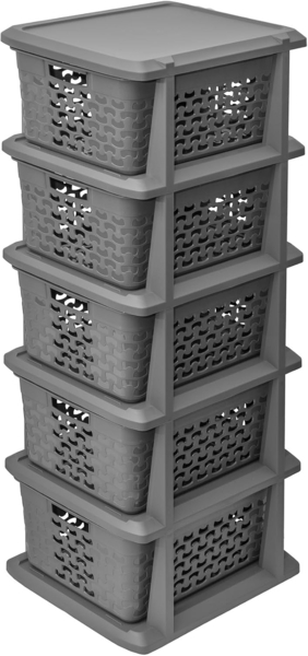 BranQ Badregal, Cotton 5 ausziehbare Körbe