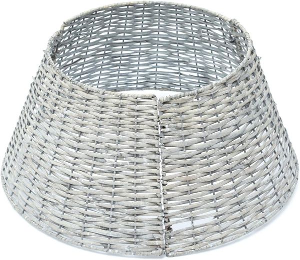 MARELIDA Christbaumständer Weihnachtsbaumrock Weide Abdeckung für Baumständer 57cm grau 3teilig