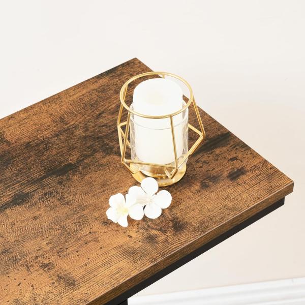 HOOBRO Beistelltisch, Sofatisch, C-Form, kleine Kaffeetisch, 46 x 25 x 63,5 cm, Wohnzimmertisch mit verstellbare Füße, Metallgestell, Industrie-Design, Dunkelbraun EBF02SF01 Bild 8