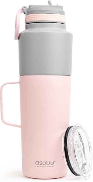Asobu Twin Pack Bottle with Mug Pink, 0.9 L + 0.6 L