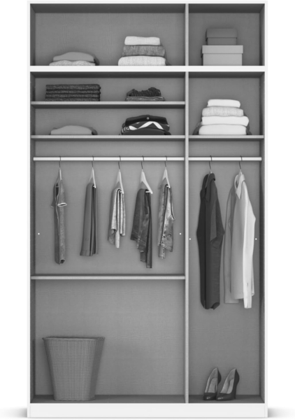 Rauch Möbel Lagoa, Kleiderschrank, Garderobe für Schlafzimmer, Kinderzimmer, Jugendzimmer 6-türig, mit Zubehör Classic, Farbe Weiß/Grau metallic, Schwarz, Breite 136 Bild 8