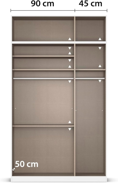 Rauch Möbel Lagoa, Kleiderschrank, Garderobe für Schlafzimmer, Kinderzimmer, Jugendzimmer 6-türig, mit Zubehör Classic, Farbe Weiß/Grau metallic, Schwarz, Breite 136 Bild 9