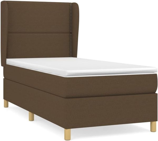 vidaXL Boxspringbett mit Matratze Dunkelbraun 90x200 cm Stoff, Härtegrad: H2 [3128416] Bild 3