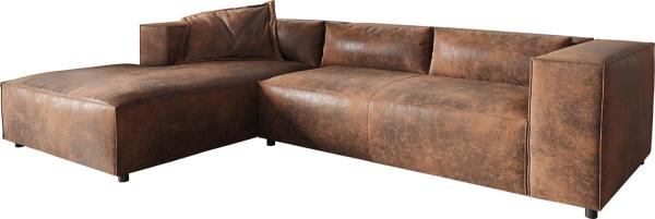 Eckcouch Brom 260x175 cm Lederimitat Braun Recamiere links