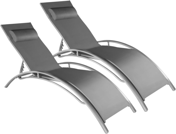 tectake Gartenliege 2er Set Gartenliege, Kombiset, 2 St, 2er, Textilene-Gewebe