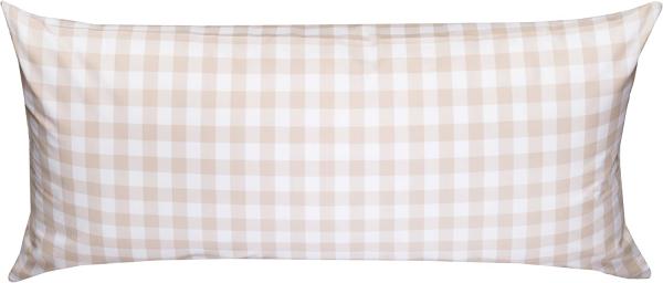 Bettwaesche-mit-Stil Mako-Batist Landhaus Bettwäsche „Oslo“ Karo beige Kissen 40x80