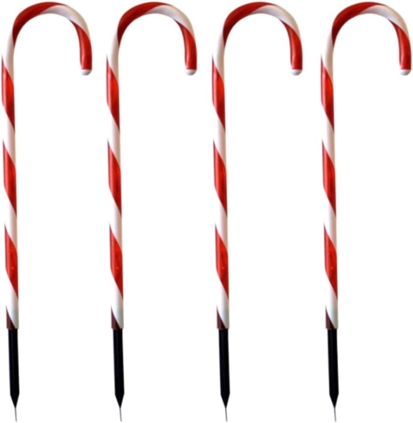 Haushalt International LED Gartenleuchte 4er LED Zuckerstangen Gartenstecker