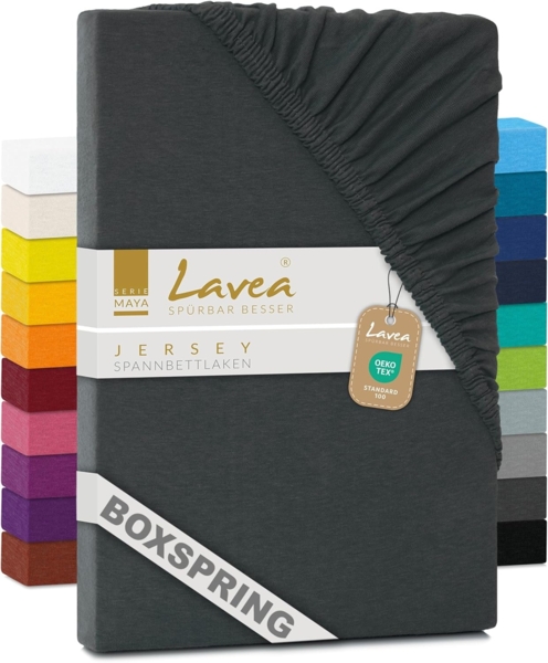 Lavea Spannbettlaken Maya, in Gr. 60x140, 90x200, 120x200, 140x200, 180x200 oder 200x220 cm, Baumwolle, Gummizug: rundum, (1 Stück), Jersey Spannbetttuch für Topper, Boxspring- und Wasserbetten