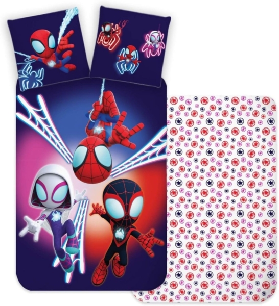 BrandMac Bettwäsche Marvel Spidey & Super-Freunde - Wende-Bettwäsche-Set, 135x200 & 80x80, Baumwolle, 100% Baumwolle