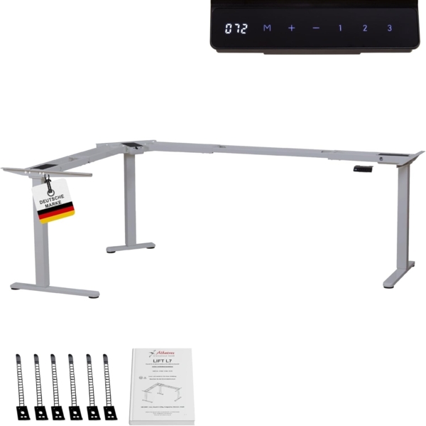 Albatros LIFT L7S Gestell für Eckschreibtisch Höhenverstellbar Elektrisch silber - Winkelschreibtisch Memoryfunktion, - Schreibtischgestell Höhenverstellbar und Stufenlos