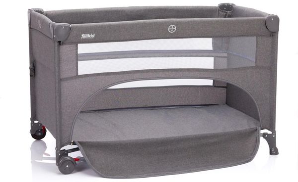 Fillikid Baby Reisebett Exklusiv | Beistellbett von Geburt bis 24 Monate (15 kg) | Kinder Reisebett mit Matratze | Baby Beistellbett seitlich aufklappbar | Babybett, Kinderbett 60x120 cm