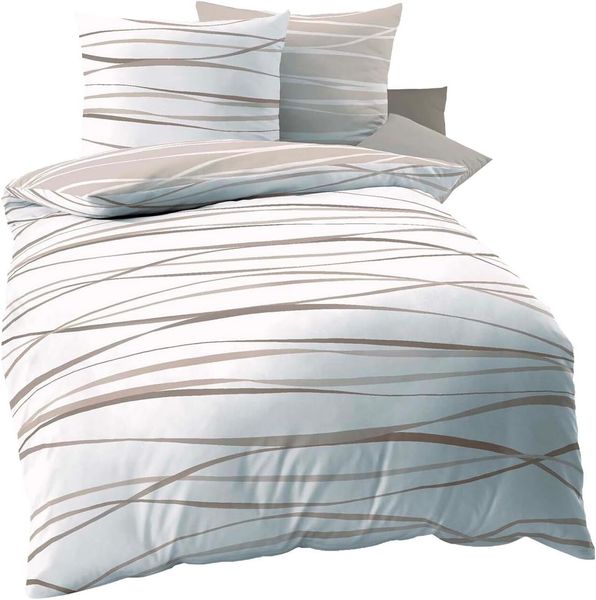 Traumschlaf Mako-Satin Bettwäsche Motion|135x200 cm + 80x80 cm| natur