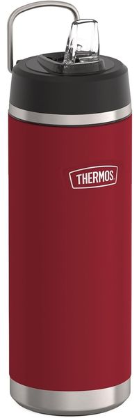 THERMOS Isolierflasche ICON WATER BOTTLE, Edelstahlkörper, spülmaschinenfest, 0,71l, 12h kalt, schappsicher mit einklappbarem Flip-Strohalm