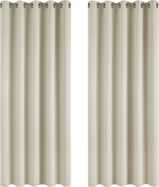 Deconovo Vorhang Blickdicht Verdunkelungsvorhang Ösenvorhang Blickdicht, 229x168 cm(HöhexBreite), Hellbeige, 2er Set