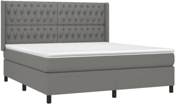 vidaXL Boxspringbett mit Matratze Dunkelgrau 180x200 cm Stoff, Härtegrad: H2 [3131690]