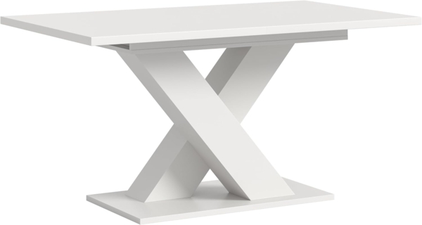 Ausziehbarer Esstisch (B/H/T): 150-190x76x80 in weiß Nachbildung mit X-Fußgestell