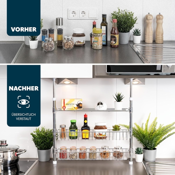 bremermann Küchenregal Teleskop-Küchenregal, mit Ablage, Körben, Einlegeböden, Gewürzregal Bild 5