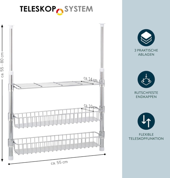bremermann Küchenregal Teleskop-Küchenregal, mit Ablage, Körben, Einlegeböden, Gewürzregal Bild 7