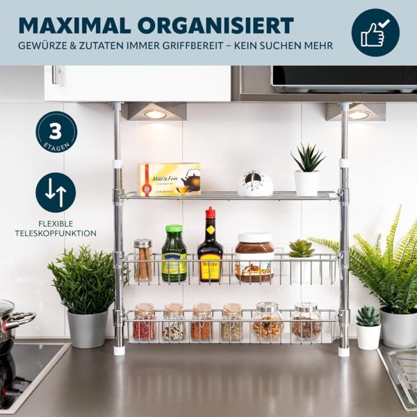 bremermann Küchenregal Teleskop-Küchenregal, mit Ablage, Körben, Einlegeböden, Gewürzregal Bild 2