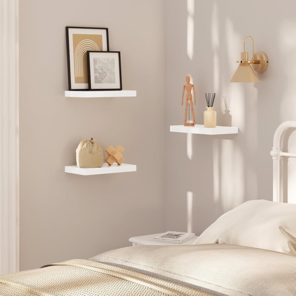 eSituro Wandregal 3er Set, Regal Wand weiß Hochglanz, Hängeregal, Schweberegal, Regalbrett Bücherregal zum Aufhängen, Wandboard für Wohnzimmer Küche Arbeitszimmer Badezimmer, 50 x 22.9 x 3.8 cm Bild 2