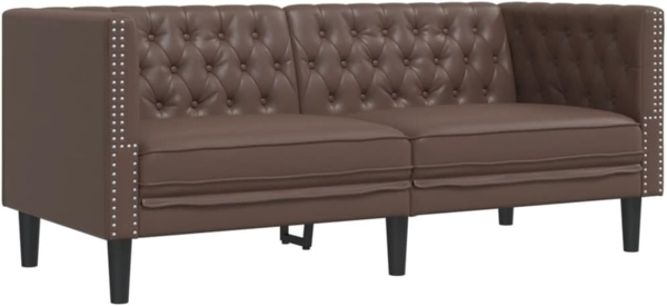 Chesterfield-Sofa 2-Sitzer Braun Kunstleder 372661