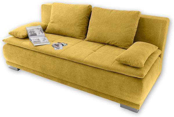 Couch Sofa Zweisitzer LUIGI Schlafcouch Schlafsofa ausziehbar senf gelb 208cm