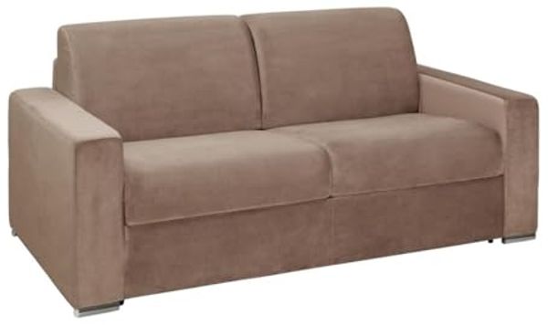 Vente-unique - CALITO Sofa SamtStoff Beige - B 223 cm94 cm x H 85 cm x L 194 cm