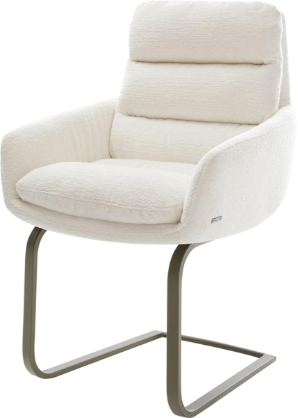 Freischwinger Abelia-Flex mit Armlehnen Bouclé Soft Beige Freischwinger flach Effektfinish Titan