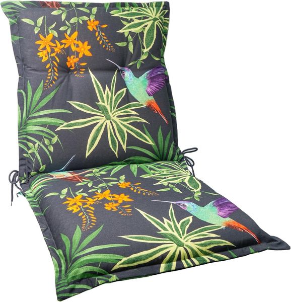 Dehner Niederlehnerpolster Sicilia, Stuhlkissen wasserabweisend, Polster für Gartenstühle, ca. 50 x 52 x 50 cm, Baumwolle / Polyester / Viskose, dunkelgrau / bunt