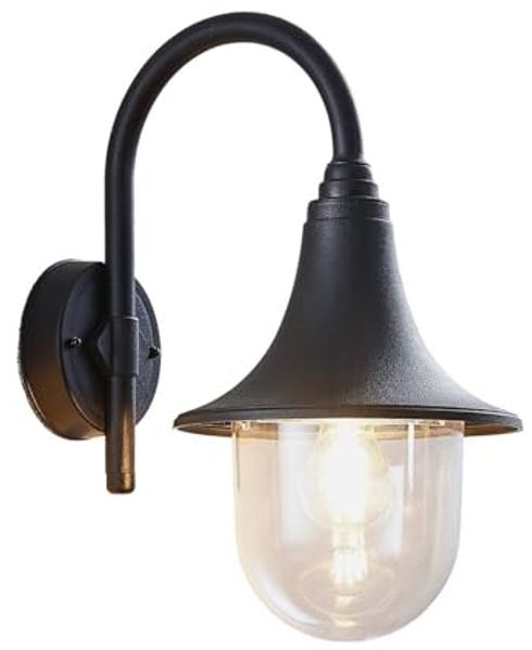 Lindby Außen-Wandleuchte Nalevi, Kunststoff Schwarz IP44, 1 x 60 W