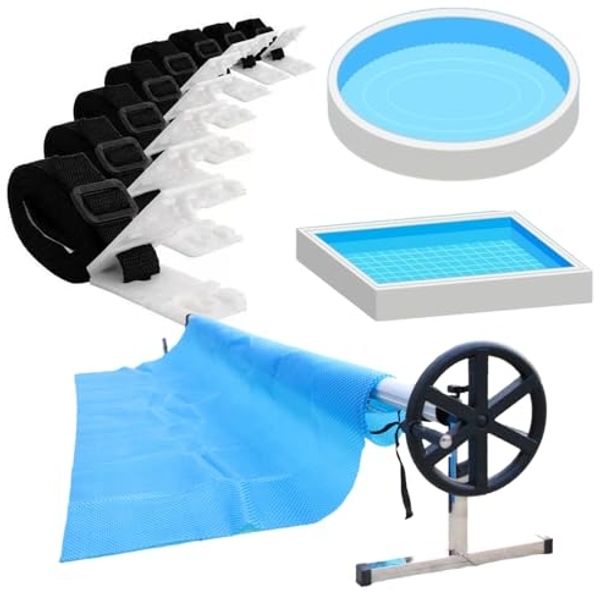 5,7M Pool Aufrollvorrichtung fahrbar Aufroller Stange Poolabdeckung Solarfolie