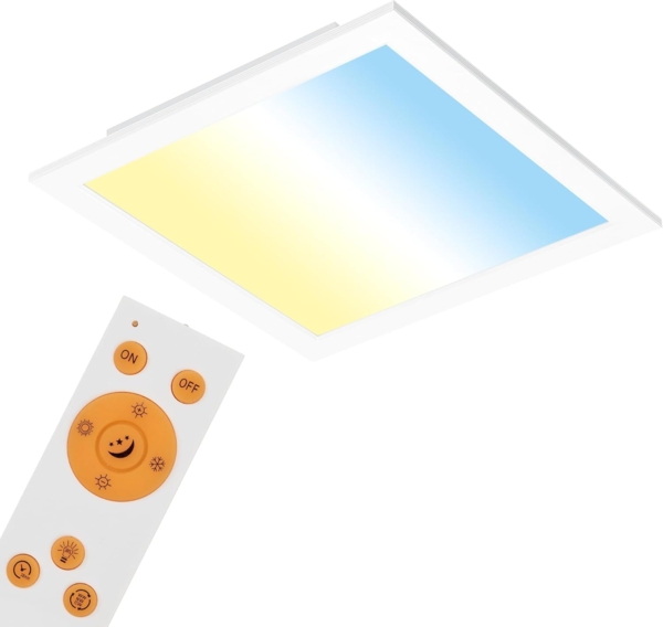 Briloner Leuchten 7194-016 Deckenleuchte-Panel, dimmbar, Farbsteuerung, Fernbedienung, 16W, 1600 lm, LED-Lampe, Wohnzimmerlampe, Deckenlampe, weiß, 29. 5 cm, Metall