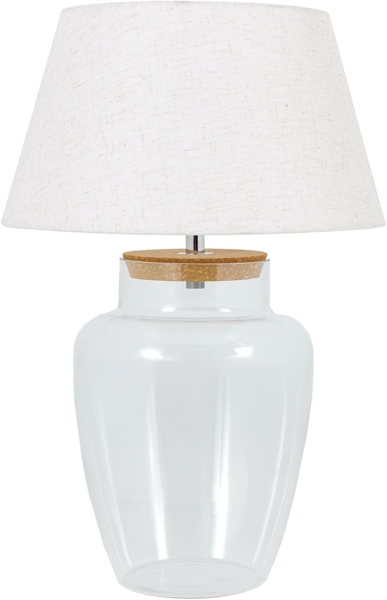 riess-ambiente Tischleuchte CLASSICO 75cm weiß / transparent · Tischlampe mit befüllbarem Glas-Fuß, Ein-/Ausschalter, ohne Leuchtmittel, Wohnzimmer · mit Leinenschirm · Dekoration · Landhausstil · Design