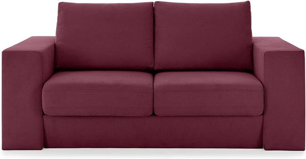 LOOKS by Wolfgang Joop Looks V-1 Designer Sofa mit Hockern, 2 Sitzer Couch, Funktionssofa, rot, Sitzbreite 140 cm