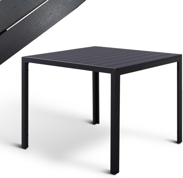 Raburg Gartentisch Outdoor Esstisch, Balkontisch Holzoptik, Harvey XXL, 90x90 cm, 74 cm hoch, Terrassentisch Alurahmen/Kunststoff