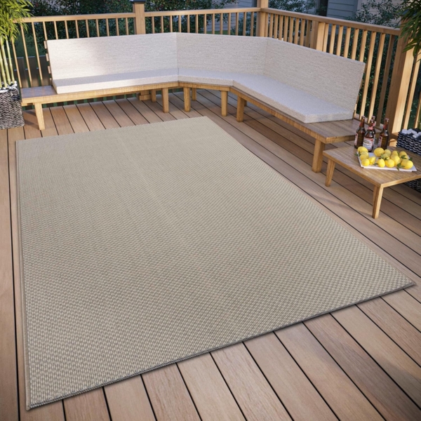 Hanse Home Pure In- & Outdoor Teppich Wetterfest – Modernes Muster, Wasserfest robuster Aussenteppich Flachgewebe für Garten, Balkon, Terrasse, Wohnzimmer –Beige, 190x290 cm