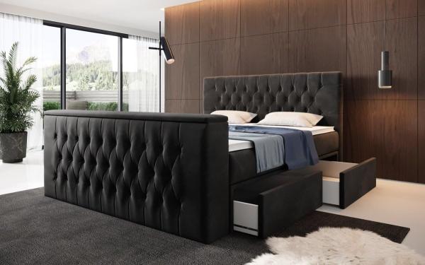 Boxspringbett Vulnero mit TV Lift und Stauraum (2 Schubladen) 160x200 Schwarz H3 (70-100kg) Bild 3