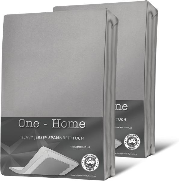 One Home Spannbettlaken Heavy, Jersey, Gummizug: rundum, (2 Stück), Double Pack für Topper, erhöhtes Flächengewicht