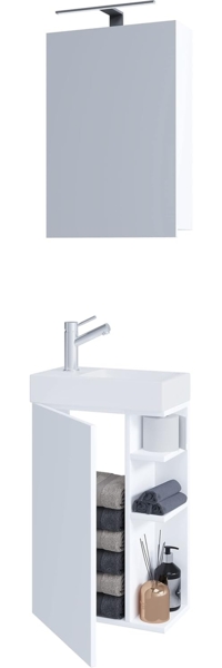 VCM Badmöbel Waschtisch Lumia 919007 Weiß H. 129 x B. 40 x T. 22 cm