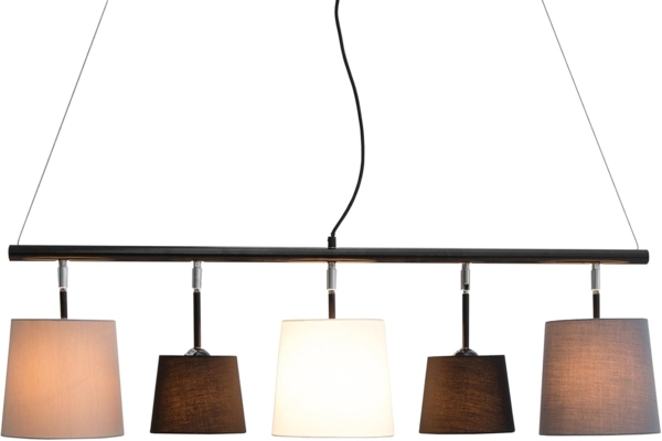 riess-ambiente Hängeleuchte LEVELS 100cm schwarz / grau / greige, ohne Leuchtmittel, Wohnzimmer · Leinen · Esszimmer · Retro Design