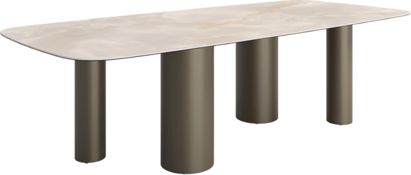 Esstisch Edge Boot 270x120 Keramik Iris FMG Onice Grigio Pilier Metall Effektfinish Titan