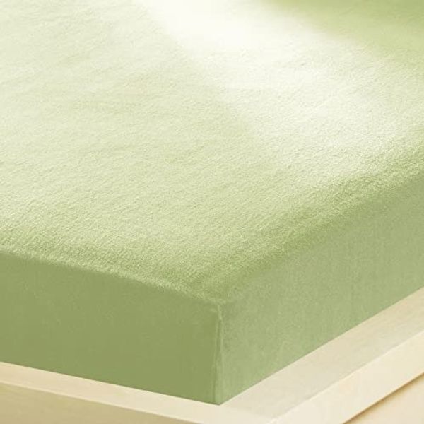 BettwarenShop Feinbiber Spannbettlaken wasserdicht|180x200 - 200x200 cm| lindgrün