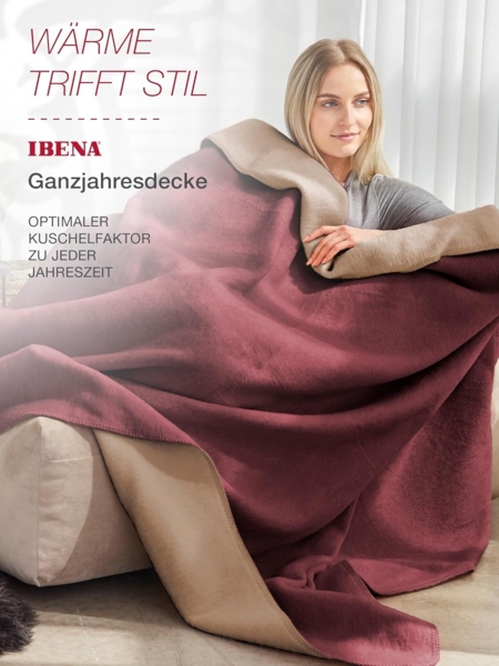 Ibena 'Dublin' Wohndecke, Jacquard bordeaux / hellbraun, 150 x 200 cm Bild 4