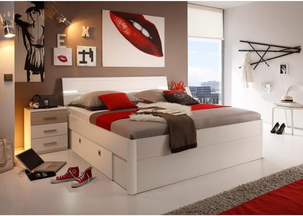 Doppelbett inkl. 2 Nachtkommoden 180x200 cm weiß Eiche sonoma Bild 2