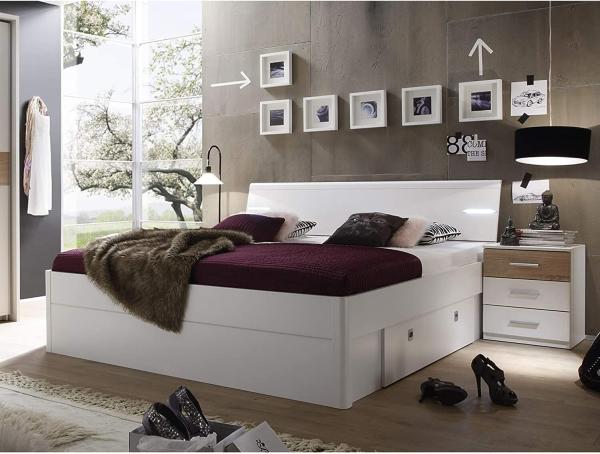 Doppelbett inkl. 2 Nachtkommoden 180x200 cm weiß Eiche sonoma Bild 4