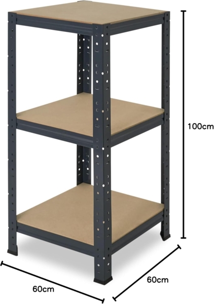 shelfplaza HOME 100x60x60 cm Schwerlastregal in anthrazit mit 3 Böden und 175 kg Traglast pro Boden Bild 6