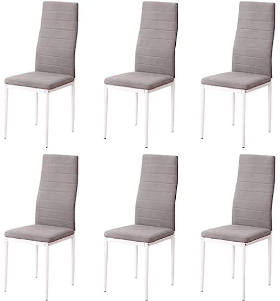 Somnia Descanso - Set mit 6 gepolsterten Stühlen für Wohnzimmer, Esszimmer, Marengo und weiße Beine, Modell Rachel, Maße: 40 cm (Breite) x 42 cm (Tiefe) x 96 cm (Höhe)