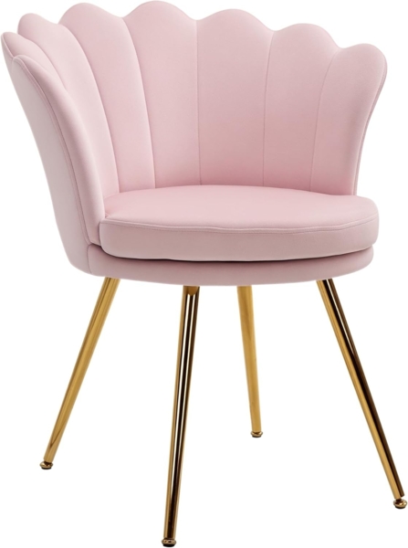 HOMCOM Relaxsessel Sessel mit Samtoptik (Polsterstuhl, Loungesessel, 1-St, für Wohnzimmer, Schlafzimmer), 67 x 64 x 77 cm, Rosa